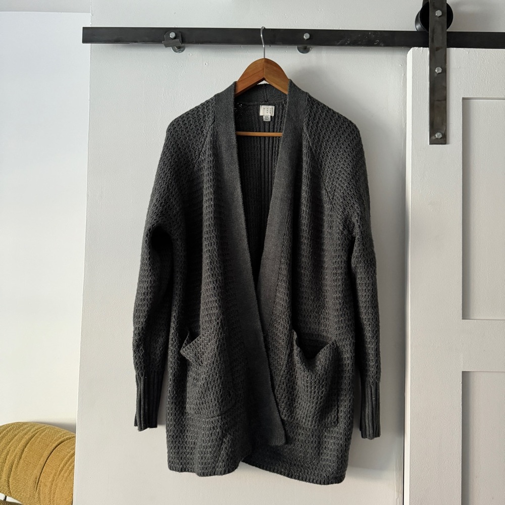 Dark Gray Long Knit Cardigan